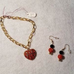 Handcrafted Basketball Bracelet & Earrings Set